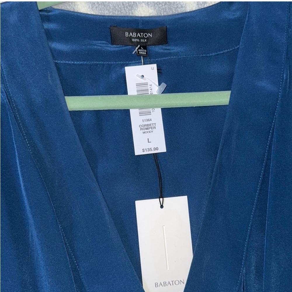 Aritzia Large 100% Silk Babaton Surplice Romper Jumpsuit. Royal Blue. - Picture 11 of 11